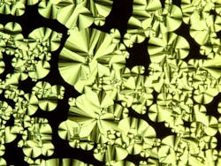 This sample of columnar liquid crystals (CLCs) changes its state in a second but can last for hours. CLCs triggered by an electric field along with UV light can serve as logic gates. This sample of columnar liquid crystals (CLCs) changes its state in a second but can last for hours. CLCs triggered by an electric field along with UV light can serve as logic gates.