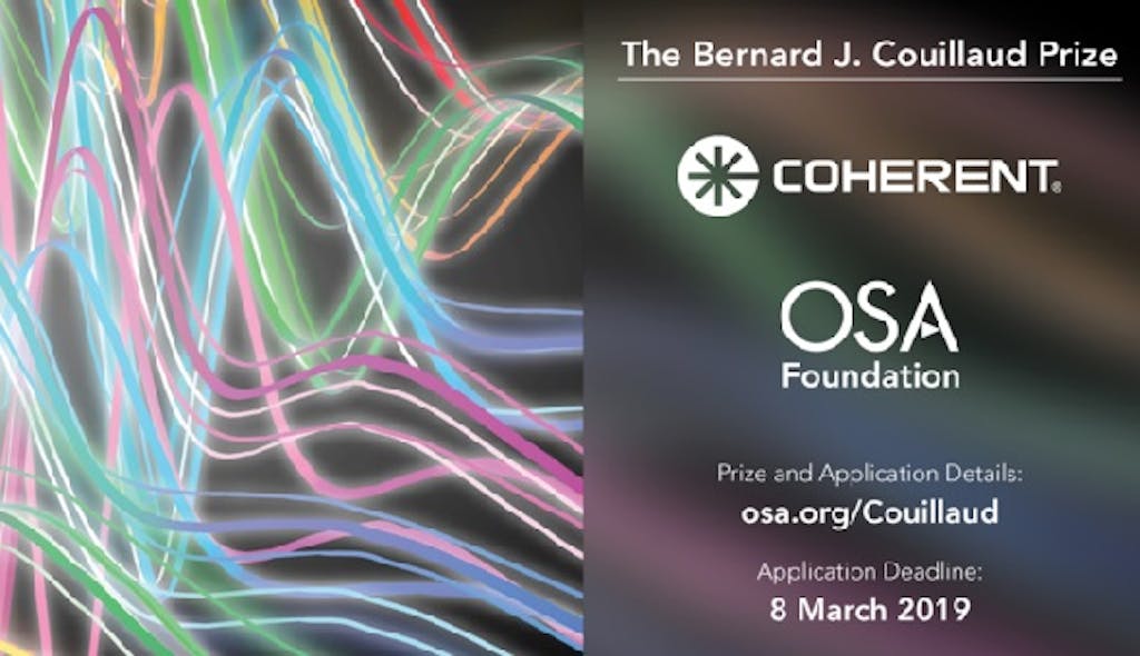 Apply by March 8th for the Bernard J. Couillaud Prize for ultrafast laser innovation. (Image credit: The OSA Foundation)