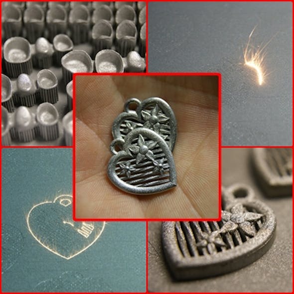 The Mlab cusing system produces intricate metal parts for a variety of industries such as this heart pendant using laser additive manufacturing directly from 3D CAD data