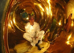 Laser Gold is shown in a chemical reaction vessel. Laser Gold is shown in a chemical reaction vessel.