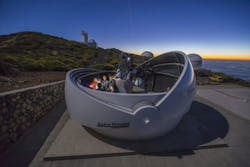 IMAGE: The Gravitational-wave Optical Transient Observer (GOTO) telescope was inaugurated at Warwick's astronomical observing facility in the Canary Islands on 3 July 2017. IMAGE: The Gravitational-wave Optical Transient Observer (GOTO) telescope was inaugurated at Warwick's astronomical observing facility in the Canary Islands on 3 July 2017.