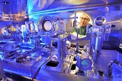 IMAGE: In a target chamber, the light pulse of the high-performance laser DRACO hits a gas-jet with an aim to accelerate electrons to almost the speed of light on a distance shorter than a pencil’s width; the optimum conditions for this acceleration are now better understood. IMAGE: In a target chamber, the light pulse of the high-performance laser DRACO hits a gas-jet with an aim to accelerate electrons to almost the speed of light on a distance shorter than a pencil’s width; the optimum conditions for this acceleration are now better understood.