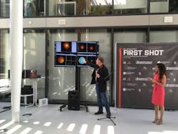Bedrich Rus, head of the ELI Beamlines' laser technologies program, explains the scene at the laser control room where the first shot is triggered. Bedrich Rus, head of the ELI Beamlines' laser technologies program, explains the scene at the laser control room where the first shot is triggered.
