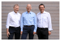 From left to right: Klaus-Henning Noffz (CEO, Silicon Software), Dietmar Ley (CEO, Basler AG), Ralf Lay (CEO, Silicon Software).