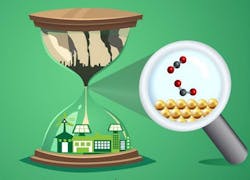 IMAGE: A visualization shows a shift from an air-polluting economy based on fossil fuels to a clean economy based on renewable energy--facilitated by electrocatalytic conversion of abundant CO2 to fuels and other useful chemicals. The bottleneck of this reaction is activation of a linear CO2 molecule to adsorbed carboxylate CO2- with a chair-like geometry. IMAGE: A visualization shows a shift from an air-polluting economy based on fossil fuels to a clean economy based on renewable energy--facilitated by electrocatalytic conversion of abundant CO2 to fuels and other useful chemicals. The bottleneck of this reaction is activation of a linear CO2 molecule to adsorbed carboxylate CO2- with a chair-like geometry.
