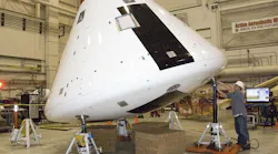 IMAGE: The LGS Innovations laser-based modem will convert the data generated on the Orion spacecraft to an optical signal, allowing it to be beamed from the vicinity of the Moon to a receiver on Earth; shown here is the NASA Orion crew module.
