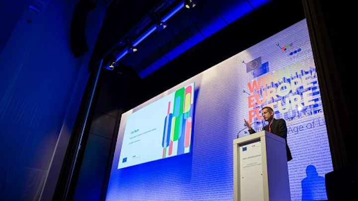 Shown is a presentation from last year's Photonics PPP annual meeting. For 2019, the meeting will take place in Brussels, Belgium and highlight the role of photonics in today's technology megatrends. (Image credit: Photonics21)