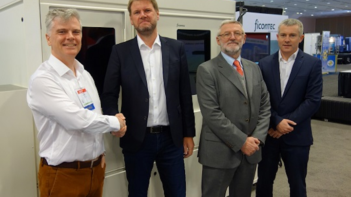 Peter O'Brien, head of photonics packaging, Tyndall and director of PIXAPP, Torsten Vahrenkamp, CEO of ficonTEC, Ignazio Piacentini, director of business development at ficonTEC, and Patrick Morrissey, head of Photonics Operations and IPIC Centre manager, are all shown at Photonics West 2019 in San Francisco, CA.