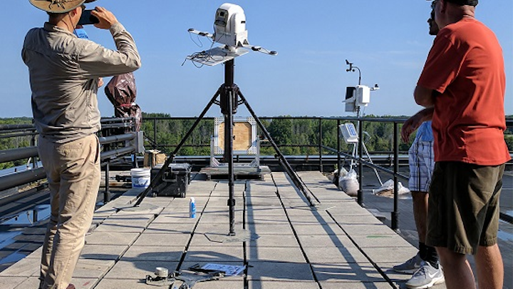 The Air Force Office of Scientific Research (AFOSR) funded a Rochester Institute of Technology (RIT) project to utilize hyperspectral video imaging systems for vehicle and pedestrian tracking. The project will use the hyperspectral video system shown above, which was developed by associate professor and Frederick and Anna B. Wiedman Chair Charles Bachmann, left.