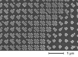 These subwavelength anisotropic nanostructures that are arrayed across the surface of a metalens can focus light regardless of its polarization, doubling the efficiency of the lens. The titanium dioxide nanofins were optimized in shape using a “particle swarm” algorithm. These subwavelength anisotropic nanostructures that are arrayed across the surface of a metalens can focus light regardless of its polarization, doubling the efficiency of the lens. The titanium dioxide nanofins were optimized in shape using a “particle swarm” algorithm.