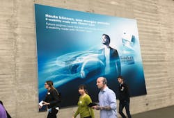 Floors were busy at this year&rsquo;s INTECH, Trumpf&apos;s inhouse trade show. The poster on the wall translates to, &apos;Doing today what will be driving tomorrow,&apos; which is a major ambition of the company.
