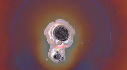 FIGURE 1. Shown is an example of laser-induced damage on the surface of an optic imaged using differential interference contrast (DIC) microscopy.