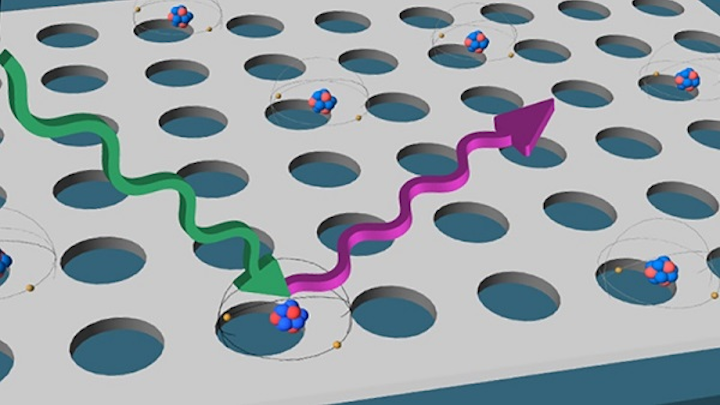 These patterned bright spots are artificial atoms and possess many of the same properties of real atoms, like single-photon emission. (Image credit: University of Oregon)