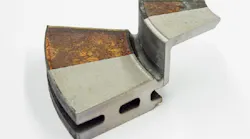 Shown is a rusty component 'cleaned' with laser technology. (Image credit: TLM Laser)