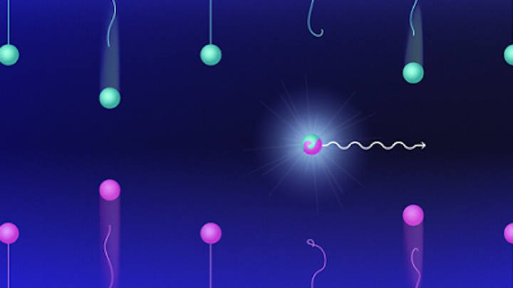 Light emission resulting from a mutual annihilation of electrons and holes is the operating principle of semiconductor lasers. (Image credit: Elena Khavina/MIPT)