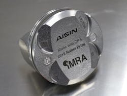 FIGURE 3. This femtosecond-laser-textured piston was produced by a major automotive manufacturer; surface texturing is applied to the skirt area for friction reduction and lubrication.