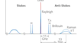 FIGURE 1. A schematic representation details the spectral components of scattered light within an optical fiber.