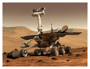 An artist&apos;s concept shows a rover on Mars