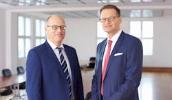 Jenoptik&apos;s CFO Hans-Dieter Schumacher (left), and its president and CEO Dr. Stefan Traeger (right).
