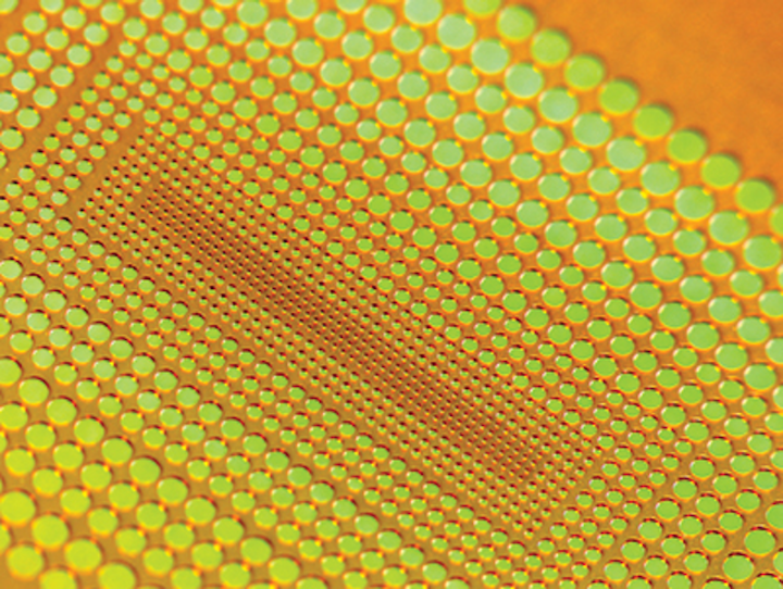 Ultrashort-pulse (USP) lasers excel at many forms of micromachining. Here, a TRUMPF USP laser has drilled a large array of microholes in polyimide foil. Applied Energetics (Tuscon, AZ) has fortified its own USP laser development by acquiring some assets of Applied Optical Sciences.