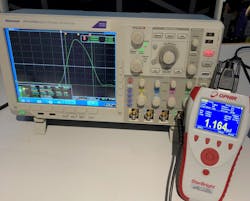 FIGURE 2. A high-power laser driver by GaN Systems enables the 480 W of peak optical power produced from all four channels of Osram’s lasers when they are firing simultaneously. The pulses have FIGURE 2. A high-power laser driver by GaN Systems enables the 480 W of peak optical power produced from all four channels of Osram’s lasers when they are firing simultaneously. The pulses have
