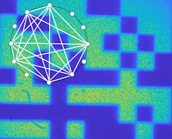 FIGURE 3. An artist’s concept shows an amplitude-modulated light beam that encodes random spin interactions (inset graph). FIGURE 3. An artist’s concept shows an amplitude-modulated light beam that encodes random spin interactions (inset graph).