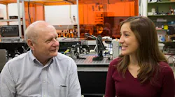 James C. Wyant with Maria Ruiz in 2014, a first-year graduate student at the College of Optical Sciences, who that year received a Louise Wyant Memorial Scholarship in Optical Sciences. James Wyant and his family are now contributing $2 million and SPIE $500,000 to an educational-funding initiative for optics and photonics.