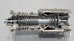 Skaliertes Modell Einer Gasturbine Zur Stromerzeugung, Komplett Mit Additiven Verfahren Hergestellt