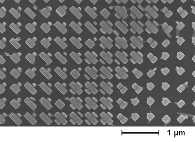 FIGURE 2. Subwavelength anisotropic nanostructures arrayed across the surface of a metalens focus light regardless of its polarization, doubling the efficiency of the lens.