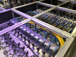 FIGURE 6. The new fiber amplifier uses 12 separate fibers to generate a total output of 10 kW. FIGURE 6. The new fiber amplifier uses 12 separate fibers to generate a total output of 10 kW.