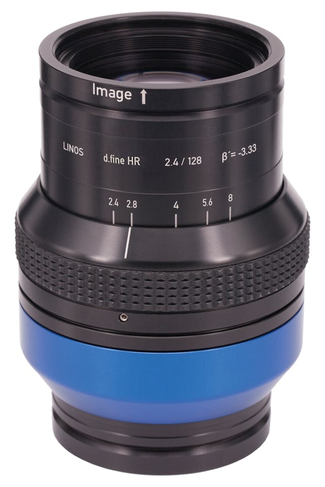 d.fine HR 2.4/128 3.3x high-resolution inspection lens from Excelitas Technologies