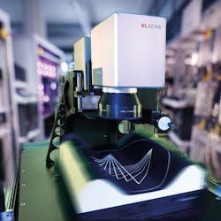 FIGURE 4. Scanlab&rsquo;s XL SCAN synchronized scanner with integrated f-theta lens and z-shifter is used for large-surface micromachining.