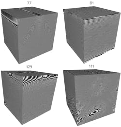 FIGURE 7. In high-resolution 3D images of four samples (1 µm3), the nickel-rich area of the materials shows embedded nanograins of alumina that cause lattice deformations. FIGURE 7. In high-resolution 3D images of four samples (1 µm3), the nickel-rich area of the materials shows embedded nanograins of alumina that cause lattice deformations.