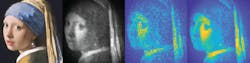 Draper has developed numerous hardware and software systems to support autonomous vehicle lidar. In addition to a new single-photon detector, Draper’s Hemera system can image using very few laser pulses. Compared to the original ‘Girl with a Pearl Earring’ image, Hemera lidar is shown using 100 laser pulses per pixel in greyscale, using a single laser pulse per pixel, and finally using 100 laser pulses per pixel (left to right). Draper has developed numerous hardware and software systems to support autonomous vehicle lidar. In addition to a new single-photon detector, Draper’s Hemera system can image using very few laser pulses. Compared to the original ‘Girl with a Pearl Earring’ image, Hemera lidar is shown using 100 laser pulses per pixel in greyscale, using a single laser pulse per pixel, and finally using 100 laser pulses per pixel (left to right).