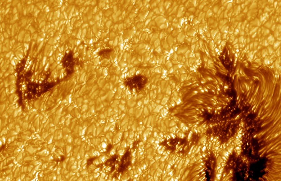 Sunspots are the most visible effects of magnetic activity. They appear dark because they are cooler than the surrounding photosphere. A Mikrotron camera is helping the Swedish Solar Telescope observe these sunspots and other solar behavior.