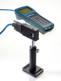 FIGURE 2. The ADM 1000 digital meter from Lasermet measures power and energy across a broad range of wavelengths with thermal and photodiode heads with or without an integrating sphere. Fitted with speed-up circuitry that obtains a response to within 10% of the final reading within 700 ns, the handheld ADM 1000 can measure and display pulsed waveforms up to 400 kHz. FIGURE 2. The ADM 1000 digital meter from Lasermet measures power and energy across a broad range of wavelengths with thermal and photodiode heads with or without an integrating sphere. Fitted with speed-up circuitry that obtains a response to within 10% of the final reading within 700 ns, the handheld ADM 1000 can measure and display pulsed waveforms up to 400 kHz.
