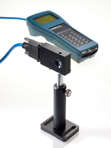 FIGURE 2. The ADM 1000 digital meter from Lasermet measures power and energy across a broad range of wavelengths with thermal and photodiode heads with or without an integrating sphere. Fitted with speed-up circuitry that obtains a response to within 10% of the final reading within 700 ns, the handheld ADM 1000 can measure and display pulsed waveforms up to 400 kHz.