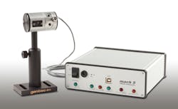 FIGURE 4. The Mach 5 Digital Joulemeter from Gentec-EO is designed to measure pulse energy of high-rep-rate DPSS, Q-switched, and ultrafast fiber lasers up to 130 kHz rep rates with 12 bit accuracy. It can store up to 4 million pulses (40 s of data) at maximum rep rate. Mach 5 probes include pyroelectric, Si, and InGaAs detectors for measuring energy levels from microjoule to millijoule. The system is accurate to 4% and is NIST traceable. FIGURE 4. The Mach 5 Digital Joulemeter from Gentec-EO is designed to measure pulse energy of high-rep-rate DPSS, Q-switched, and ultrafast fiber lasers up to 130 kHz rep rates with 12 bit accuracy. It can store up to 4 million pulses (40 s of data) at maximum rep rate. Mach 5 probes include pyroelectric, Si, and InGaAs detectors for measuring energy levels from microjoule to millijoule. The system is accurate to 4% and is NIST traceable.