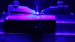 FIGURE 1. For many materials, blue light is absorbed better than infrared, leading to faster and better laser materials processing. FIGURE 1. For many materials, blue light is absorbed better than infrared, leading to faster and better laser materials processing.