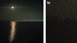 FIGURE 1. This image shows a poorly lit scene (a) and a zoomed-in region showing the effect of Gaussian noise (b).