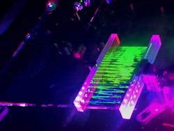 Coded light-sheet array microscopy (CLAM) creates a set of mutually incoherent virtual sources by reflecting a laser beam between two nearly parallel flat mirrors. The virtual sources create parallel light sheets that simultaneously illuminate the full volume of a biological sample. Coded light-sheet array microscopy (CLAM) creates a set of mutually incoherent virtual sources by reflecting a laser beam between two nearly parallel flat mirrors. The virtual sources create parallel light sheets that simultaneously illuminate the full volume of a biological sample.