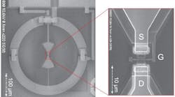 A TeraFET (field-effect transistor with integrated antenna for terahertz radiation detection).