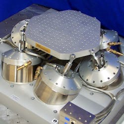 FIGURE 2. The HX-M350 by Moog CSA is a motion-simulation hexapod that can simulate 6DoF on-orbit vibration environments for satellite optical sensors.