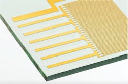 FIGURE 4. High-density indium tin oxide (ITO) electrodes are readily patterned on glass. FIGURE 4. High-density indium tin oxide (ITO) electrodes are readily patterned on glass.