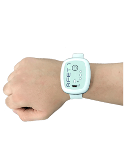 FIGURE 3. The FET 1 is a prototype wearable health monitoring device with Bluetooth connection by Aston Medical Technologies.