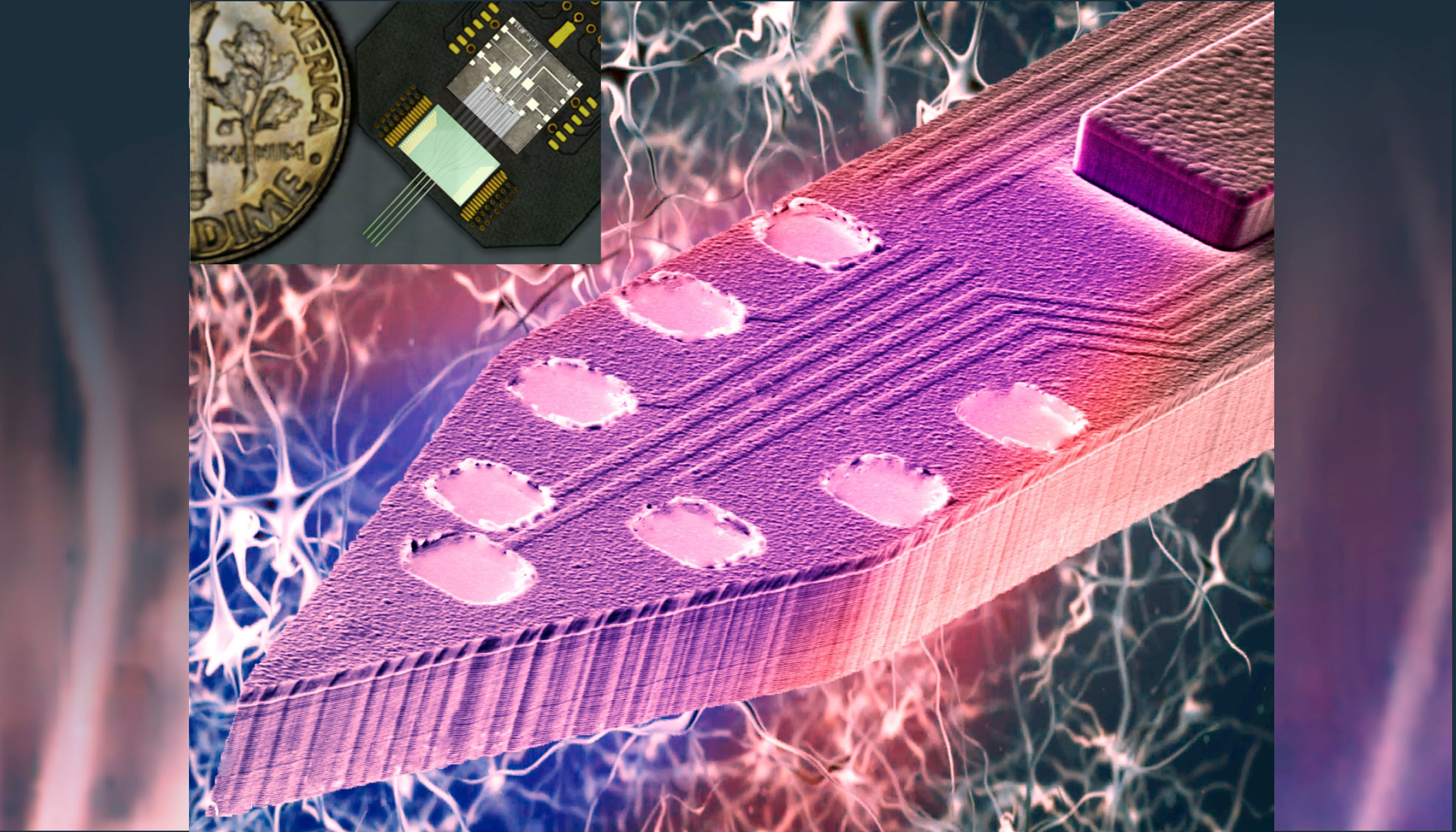 Shank tips on the University of Michigan neural probe, designed for reduced invasiveness in accessing deep brain structures with optogenetics, feature monolithically integrated dielectric waveguide tips (a 7 &mu;m core with 2 &mu;m cladding on both the top and bottom).