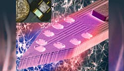 Shank tips on the University of Michigan neural probe, designed for reduced invasiveness in accessing deep brain structures with optogenetics, feature monolithically integrated dielectric waveguide tips (a 7 μm core with 2 μm cladding on both the top and bottom). Shank tips on the University of Michigan neural probe, designed for reduced invasiveness in accessing deep brain structures with optogenetics, feature monolithically integrated dielectric waveguide tips (a 7 μm core with 2 μm cladding on both the top and bottom).