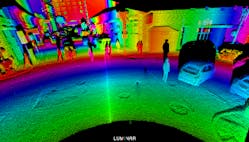 FIGURE 2. Luminar&rsquo;s lidar sensing platform captures surroundings at a pixel density of 250 points per square degree of resolution towards the horizon of the image.