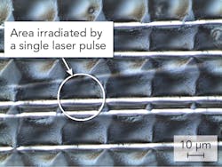 FIGURE 2. Thin CFRP cutting without resin damage using a Spectra-Physics Quasar high-power UV nanosecond hybrid fiber laser. FIGURE 2. Thin CFRP cutting without resin damage using a Spectra-Physics Quasar high-power UV nanosecond hybrid fiber laser.