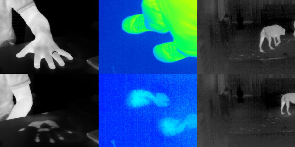 FIGURE 2. The high sensitivity of Jenoptik&rsquo;s thermal cameras enables them to see small temperature differences such as the thermal imprint left by someone touching a surface or by a human or animal walking across the floor.